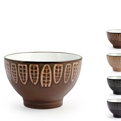 Ethnic bowl in stoneware assorted colors cc500