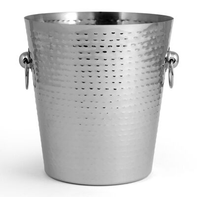Elegance champagne bucket in hammered stainless steel 19 cm