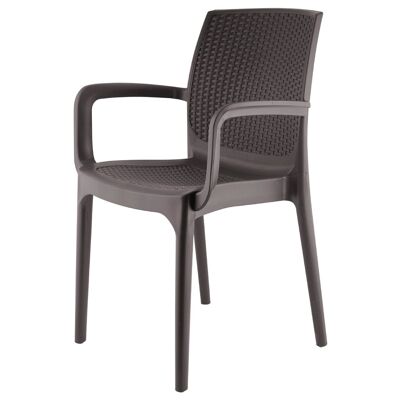 Brauner Polyrattan-Stuhl mit Armlehnen