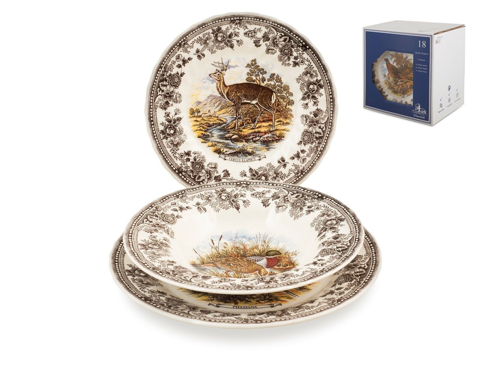 Service de Table 18 Pièces Etw Scenascaccia composé de 6 étagères 25x2,5cm, 6 socles 22x3cm, 6 fruits 20x2,5cm