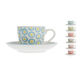 Set 6 tasses à café New bone china flowers avec assiette cc 85 couleurs et décorations assorties. 6
