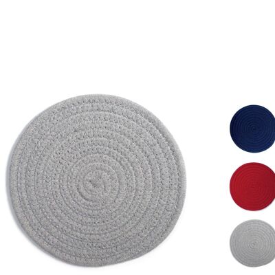 Round cotton and polyester trivet in assorted colors 20 cm