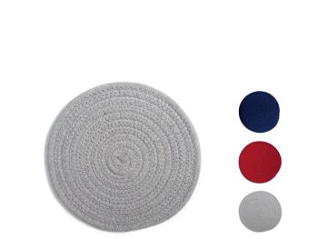 Dessous de plat rond coton et polyester coloris assortis 20 cm 1