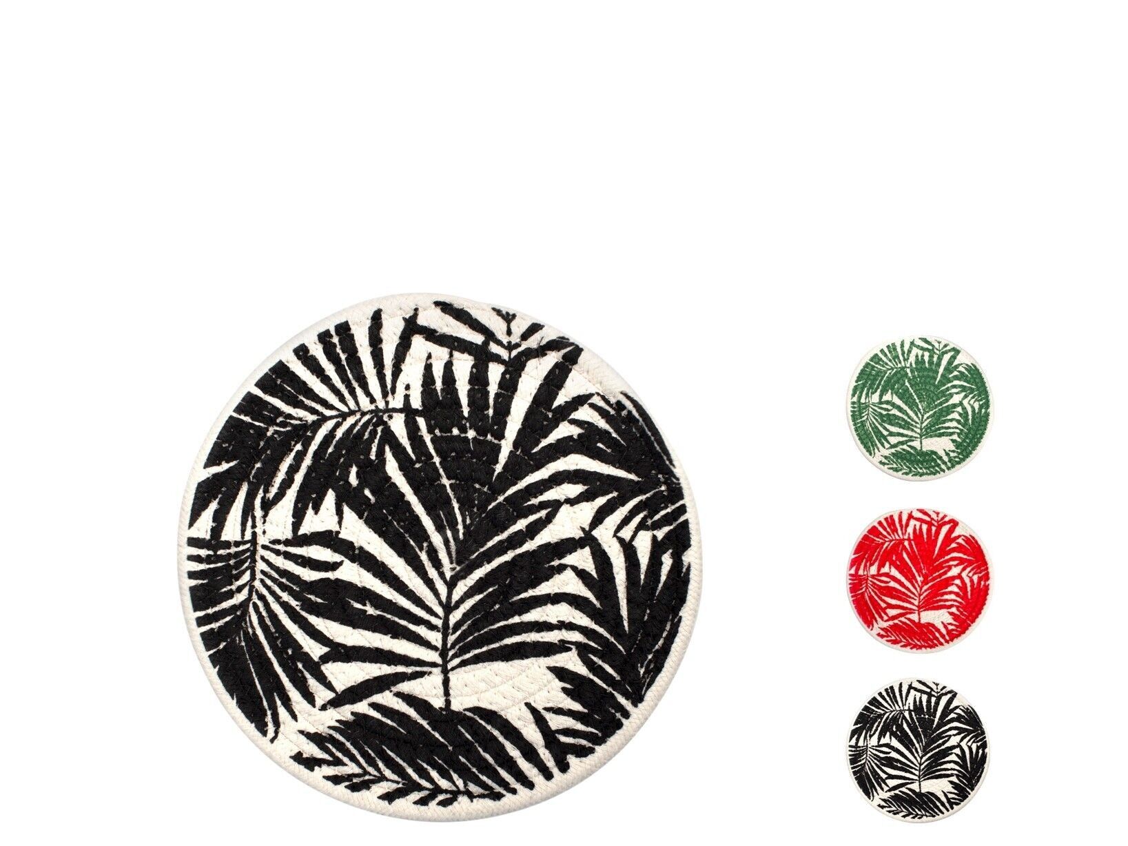 Sottopentola in cotone e poliestere tonda decoro foglie in colori assortiti cm 20