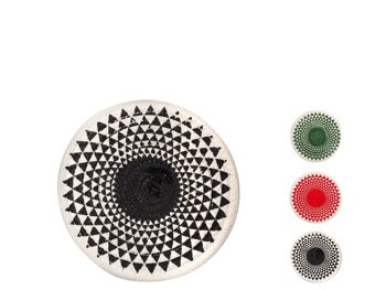 Dessous de plat rond en coton et polyester avec décorations assorties cm 20 6