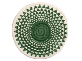 Dessous de plat rond en coton et polyester avec décorations assorties cm 20 7