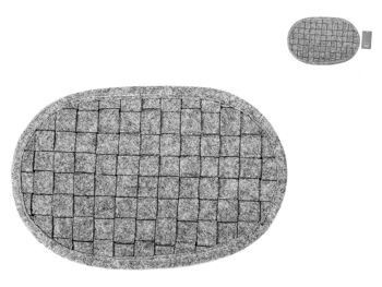 Dessous de plat en feutre ovale coloris gris 27x17 cm 4