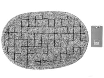 Dessous de plat en feutre ovale coloris gris 27x17 cm 5
