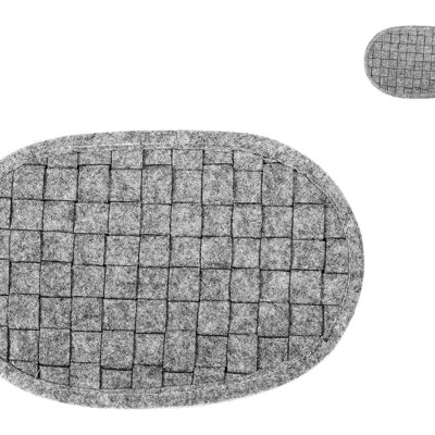 Dessous de plat en feutre ovale coloris gris 27x17 cm