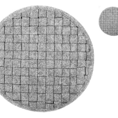 Round gray felt trivet 27 cm