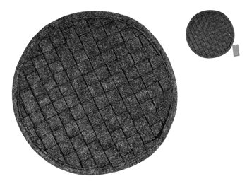 Dessous de plat rond en feutre noir 27 cm 4