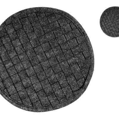 Dessous de plat rond en feutre noir 27 cm