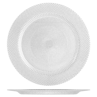 Glam placemat in white glass 33 cm.