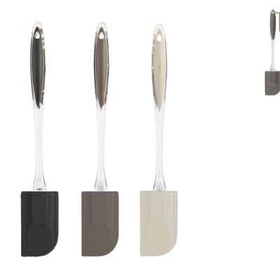 Silicone spatula in assorted colors 29.5 cm Made of non-toxic and completely recyclable silicone. Resistant to high temperatures + 240 ° C.