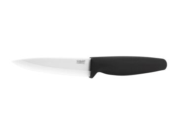 Couteau d'office, lame céramique blanche, manche antidérapant noir 10 cm. 4