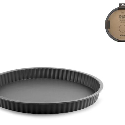 Moule à tarte en silicone gris 30x3,5 cm Silicone totalement atoxique et inodore. Résistant à la chaleur et au froid de + 240°C à - 40°C.