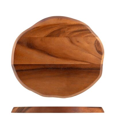 Planche à découper en bois d'acacia de forme ovale 22x25 cm.