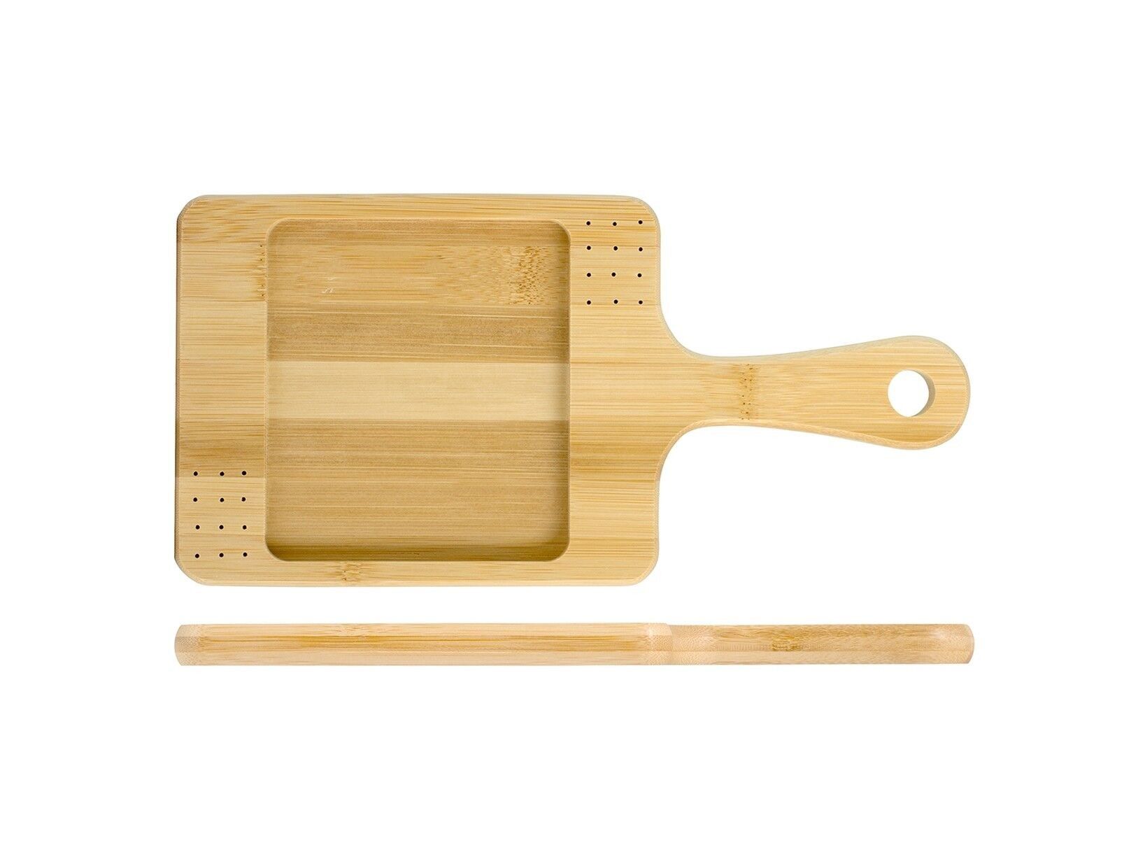 Bambus-Schneidebrett mit Griff 31x15 cm Für Lebensmittel mit Zimmertemperatur verwenden. Nach jedem Gebrauch mit warmem Wasser, milder Seife und einem weichen Schwamm waschen. Mit einem sauberen Tuch trocknen.