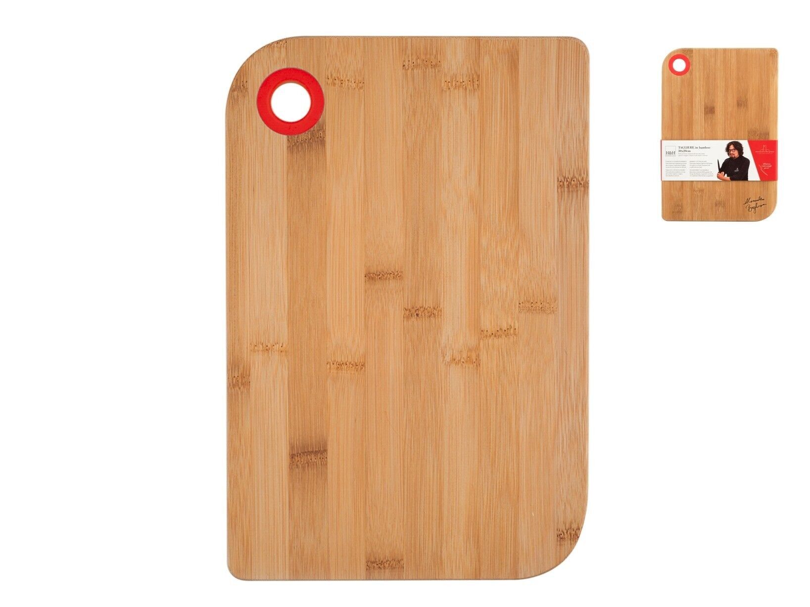 Tagliere Borghese in bamboo con foro appendi tagliere cm 30x20x1 h. Alessandro Borghese - ll lusso della semplicità