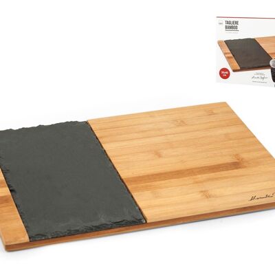 Borghese bamboo cutting board with slate plate 30x40 cm. Alessandro Borghese - The luxury of simplicity