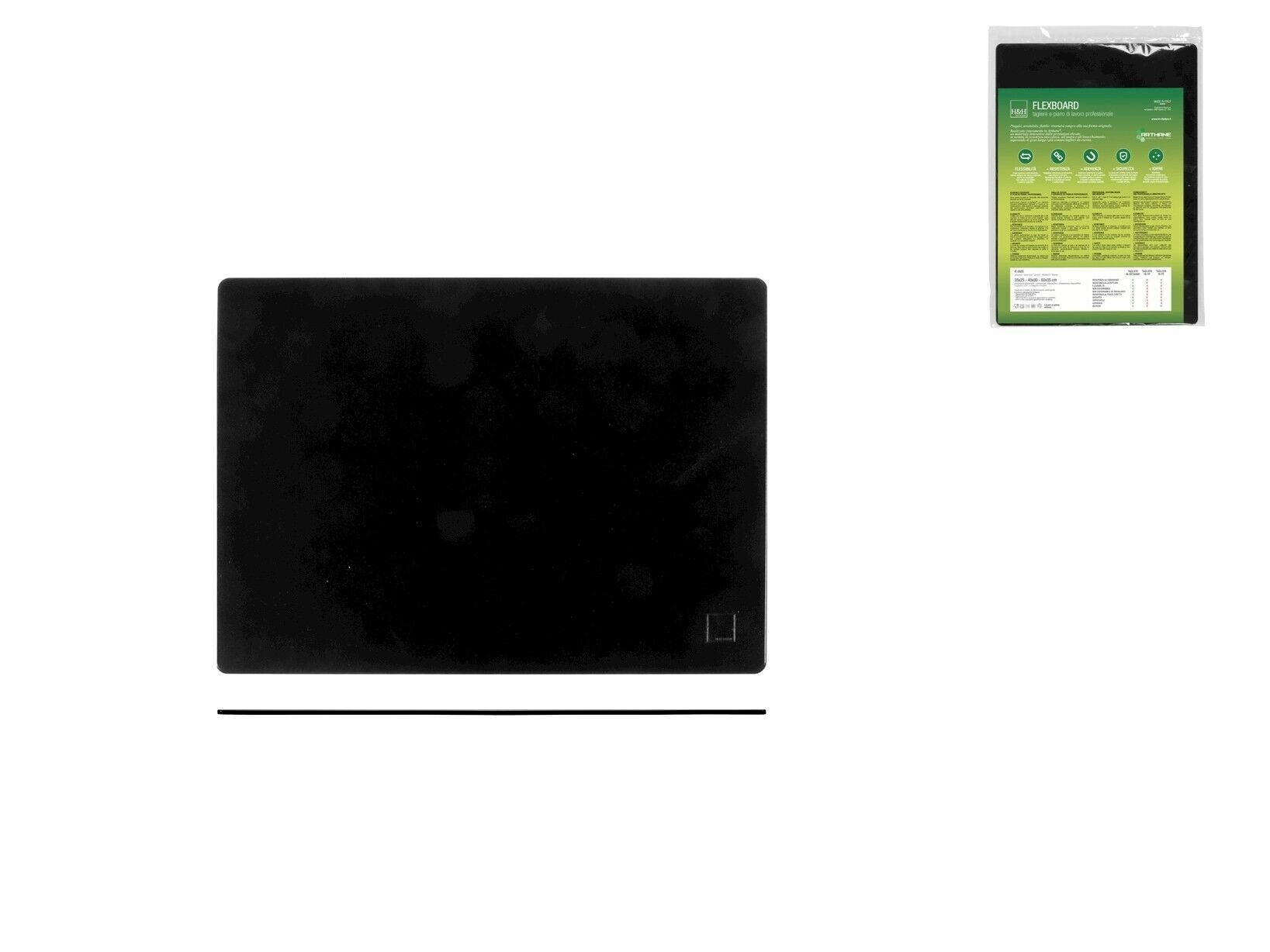 Flexboard-Schneidebrett aus schwarzem Arthane cm 35x25x0,4 h. Hypoallergenes Material. Flexibilität. Adhärenz. Sicherheit. Hygiene.