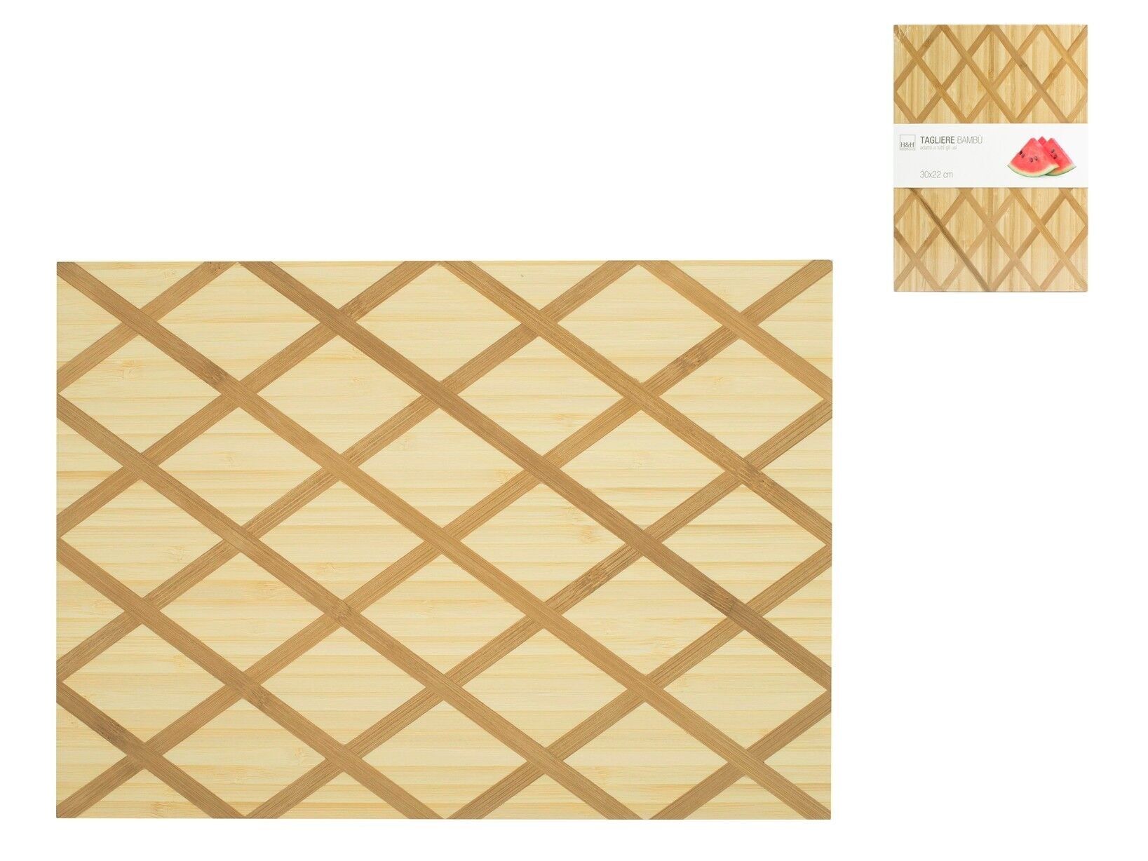 Rechteckiges Schneidebrett aus Bambusholz 30x22x1,5