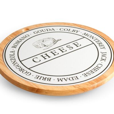 Wooden cheese board with removable ceramic plate cm, 28.5