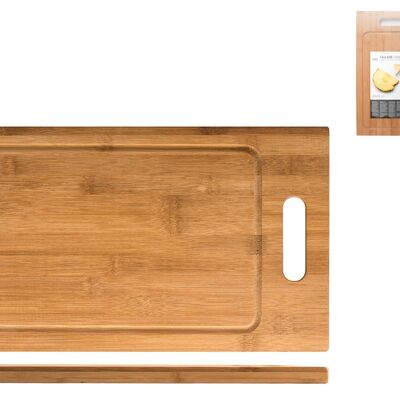Rectangular cutting board with bamboo juice catcher edge 40x24 cm