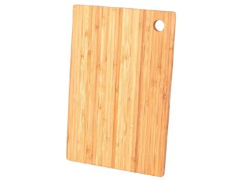 Planche à découper rectangulaire en bambou avec trou pour suspendre la planche à découper cm 30x20x1 h. Pas de lave-vaisselle. Laver sous l'eau courante avec une éponge douce et un savon neutre 7