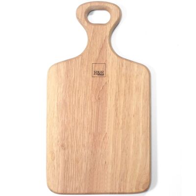 Tabla de cortar rectangular de madera clara con mango 22X39 cm