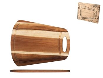 Planche à découper rectangulaire en bois d'acacia avec bord récupérateur de jus 36x28 cm 4