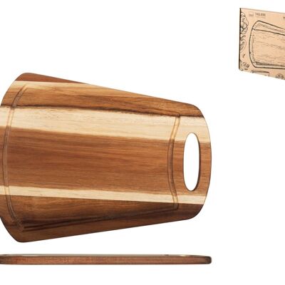Rectangular acacia wood cutting board with juice catcher edge 36x28 cm