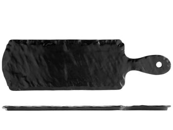 Planche à découper rectangulaire façon ardoise en porcelaine noire avec manche 12,5x41,5 cm 2