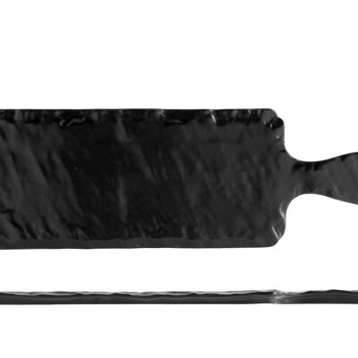 Rectangular slate-like cutting board in black porcelain with handle 12.5x41.5 cm