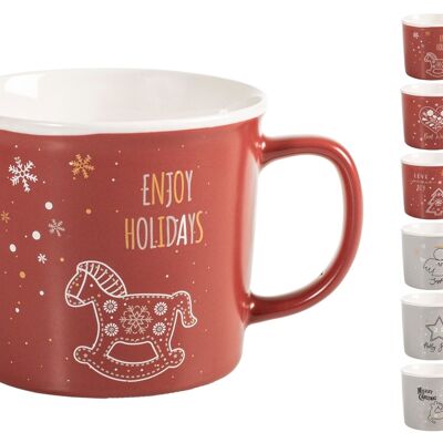 Holly Xmas brunch cup in new bone china without plate with assorted decorations cc 385