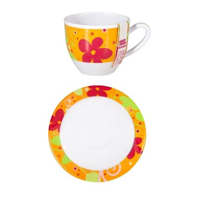 Coffee cup 100% Orange Melamine with Saucer
