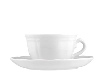 Tasse à café Alba en porcelaine avec assiette blanche cc 100 5