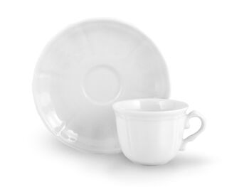 Tasse à café Alba en porcelaine avec assiette blanche cc 100 7