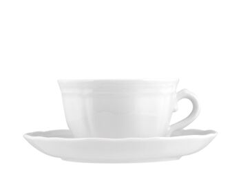 Tasse à café Alba en porcelaine avec assiette blanche cc 100 1