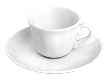 Tasse à café Alba en porcelaine avec assiette blanche cc 100 4