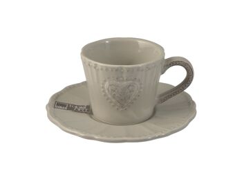 Tasse à café en grès Celine avec assiette grise cc 100 5