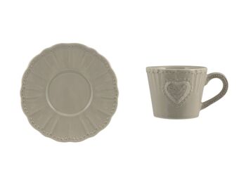 Tasse à café en grès Celine avec assiette grise cc 100 6