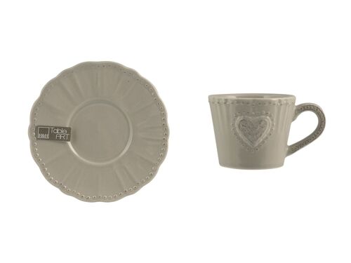 Tazza caffè Celine in stoneware con Piatto grigio cc 100