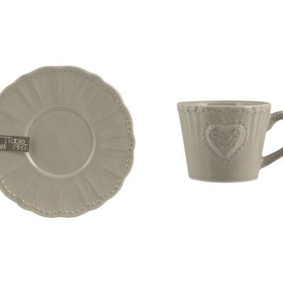 Celine stoneware coffee cup with gray plate cc 100