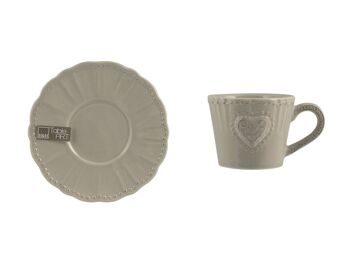 Tasse à café en grès Celine avec assiette grise cc 100 1