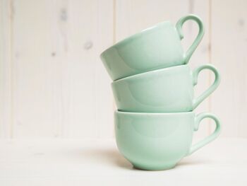 Tasse à café en céramique sans plateau vert 100 cc 8