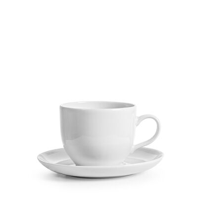 Taza de café Charme en porcelana blanca con plato cc 200.