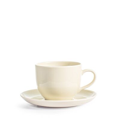 Taza de café Charme en porcelana marfil con plato cc 200.