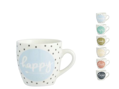 Tazza caffè Enjoy in new bone china senza Piatto decoro assortito cc 100