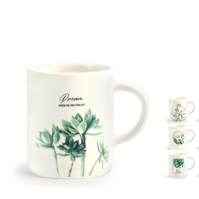 Coffee cup in new bone china with botanic decoration assorted without plate cc 90.